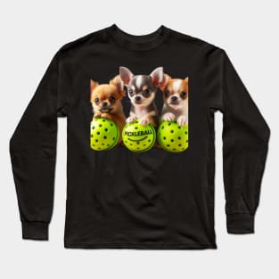 Pickleball Chihuahua Puppies Dog Lovers Long Sleeve T-Shirt